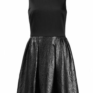 Taylor LBD Scuba & Faux Leather Party Dress Size 10 Black NWT